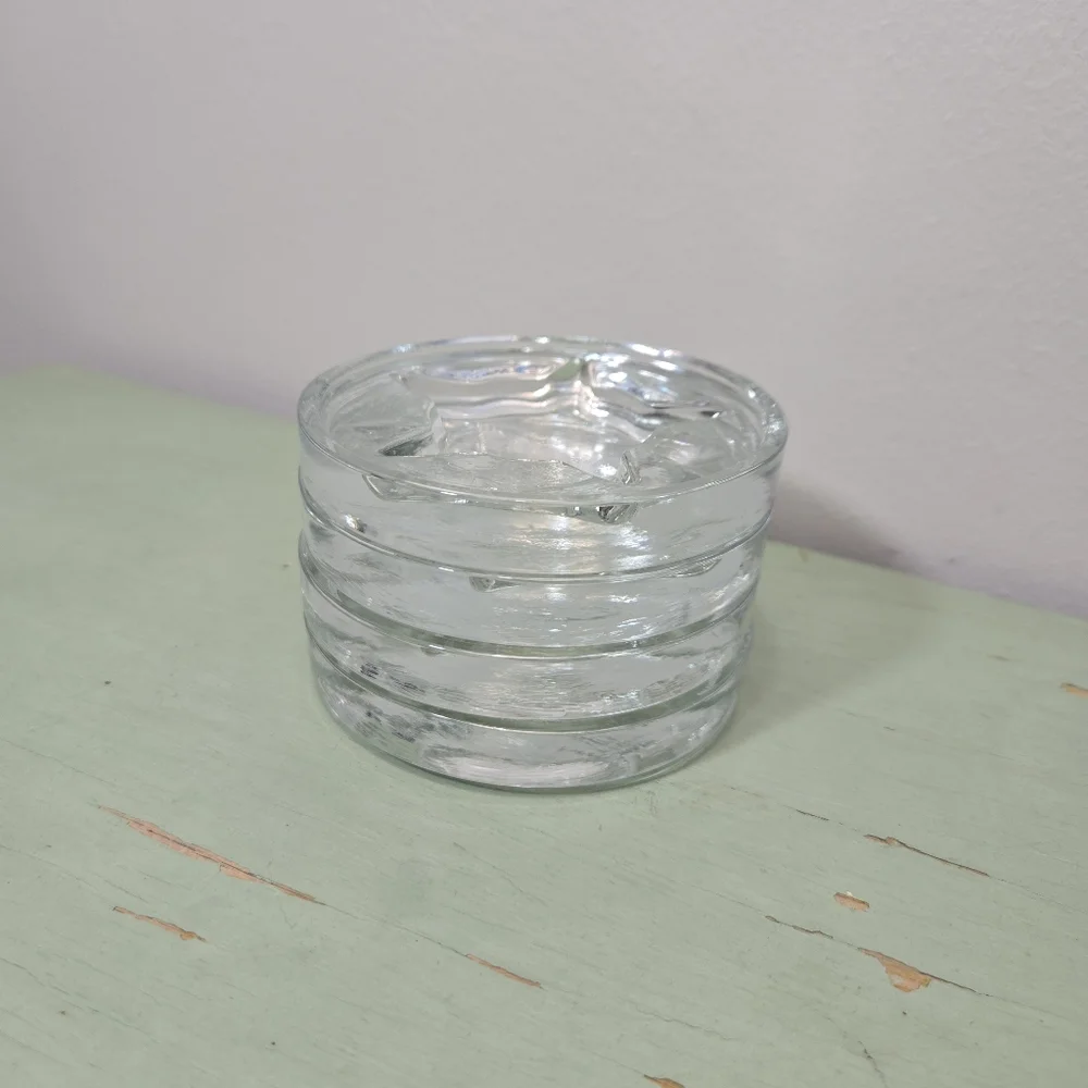 Clear Glass Star Vintage Stacking Coasters Ash Trays - Set of 4